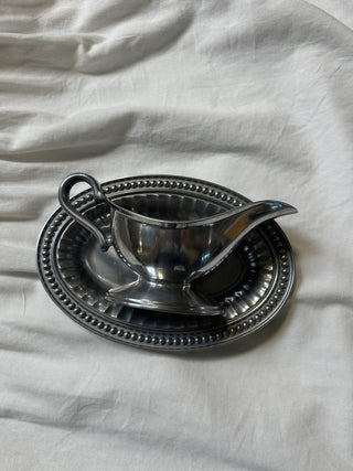 silver gravy boat with saucerMTS