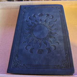 Blue faux leather junk journal embossed  sun|87771