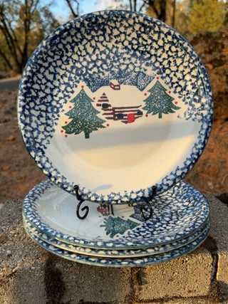 SET OF 12 Cabin in the Snow stoneware dinnerware by Tienshan Folk Craft