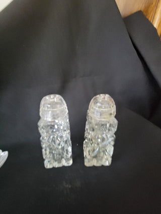 Vintage 3-1/4" Tall Glass Square Cut Salt & Pepper Set RCD