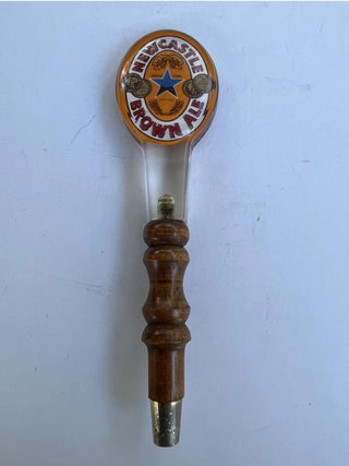 Vintage New Castle Brown Ale Tap Handle Lucite Wood Beer Man Cave Tavern Bar #47 VV MTS
