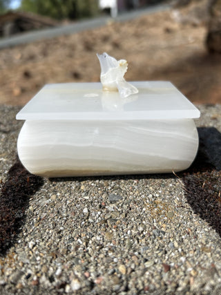 12F Onyx Marble DOVE PATTERN VINTAGE Small TRINKET BOX MTS|65125