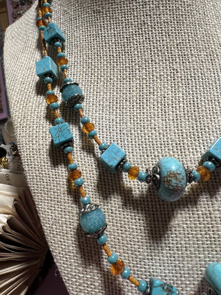 Beaded Faux Turquoise Necklace|103341