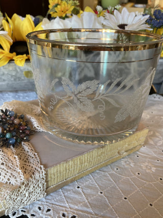 Etched Gold Rimmed Glass Bowl - RCD