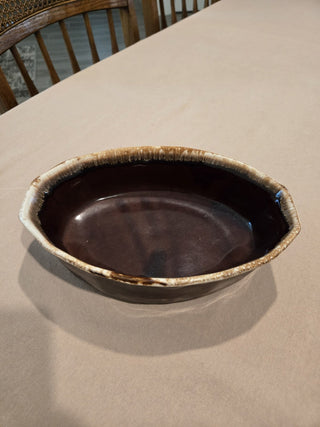 Vtg McCoy Brown Drip Oval Serving Dish RCD
