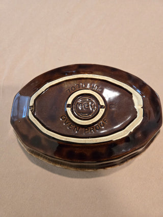 Vtg McCoy Brown Drip Oval Serving Dish RCD