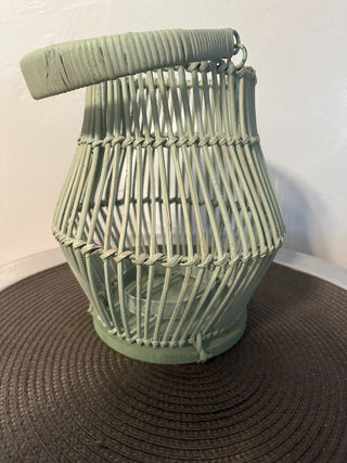 Basket Green Wicker Light Holder MTS|102079