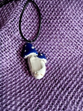 Twisted Blue mushrooms necklace