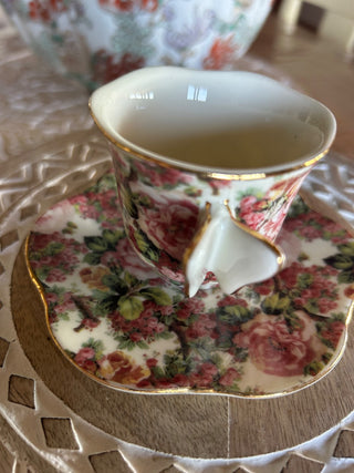 Demitasse Cup Saucer Expresso Butterfly Handle Multi Pink Roses A Special Place-RSV|118073