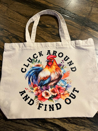 "Cluck Around And Find Out" Large Zippered Canvas Tote RSV|84737