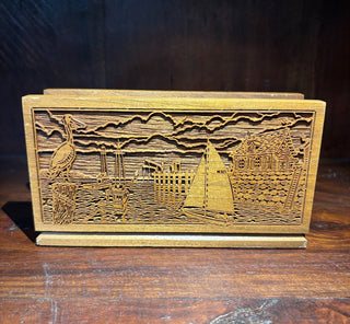 1980's wood nautical letter/napkin hldr NM MTS