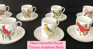 Royal Tuscan Audubon Birds Demitasse 7 cup and Saucers Fine Bone China England #63 VV MTS|110998