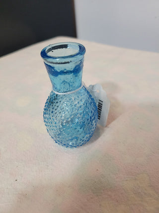 Vtg Light Sea Blue Glass 3" Bud Vase RCD