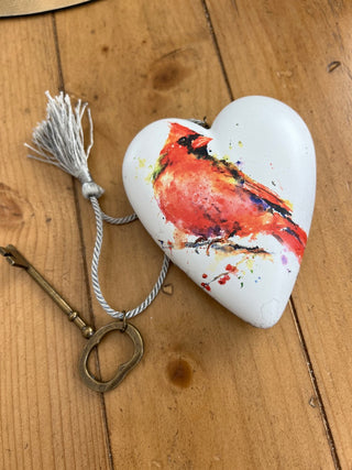 Art Hearts Cardinal Bird Heart W/Key Demdaco|50137