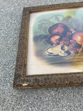 JP Vintage Frame with vintage framed still-life print of fruit