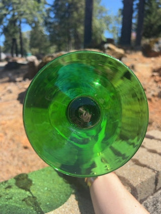 12.5” MCM Green Glass Oversized Brandy Snifter