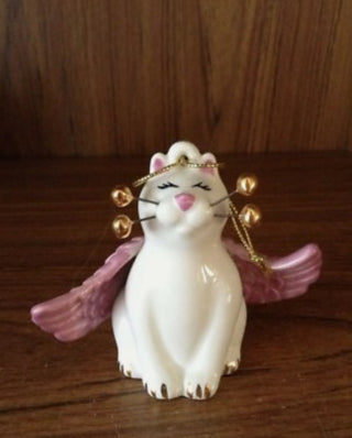 Cute Amy Lacombe 2002 Small Ceramic Cat Angel Ornament #62 VV MTS|93304