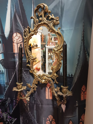 Vintage Rococo Wall Sconce Mirror Candles included