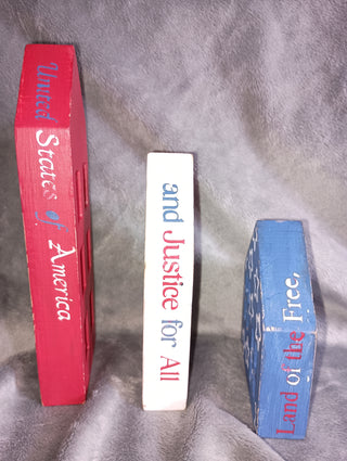 Red, white and blue hand painted houses set (3)
