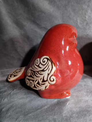Red scroll birds (set of 2)