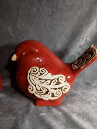 Red scroll birds (set of 2)