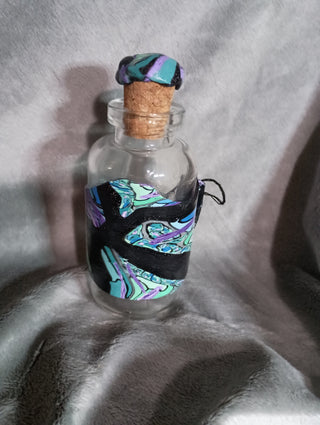 Glass & Polymer clay bottle  #1