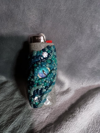 Polymer clay dragons eye lighter cover Glow in the dark