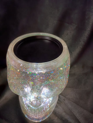 Retired*Bath& Beauty glitter skull light up candle holder