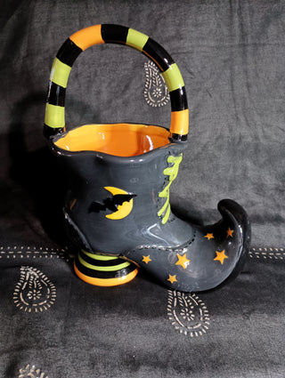Witch's boot candy vase
