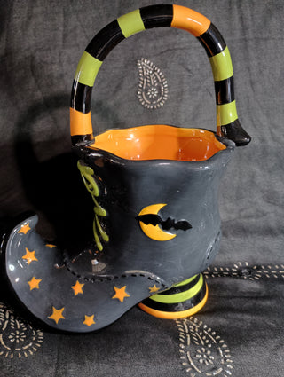 Witch's boot candy vase