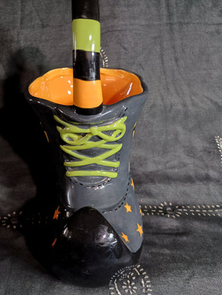 Witch's boot candy vase