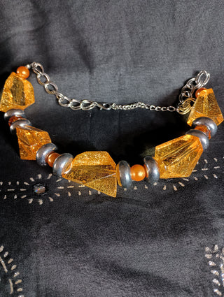 Beautiful vintage silver and orange necklace