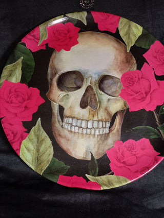 Extra large Skull and Flowers Melamine plate