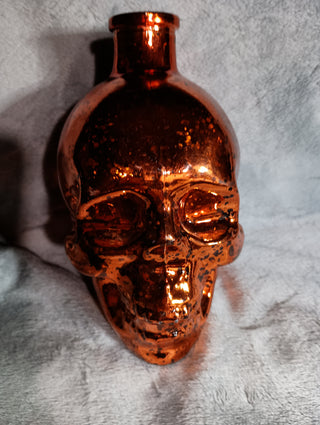 Orange Glass Skull bottle