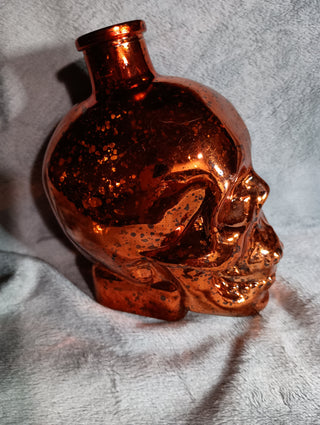 Orange Glass Skull bottle