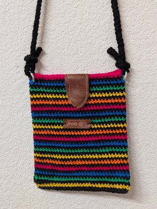Crochet multicolor cross body phone purse