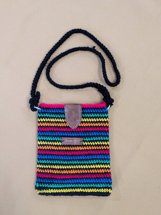 Crochet multicolor cross body phone purse