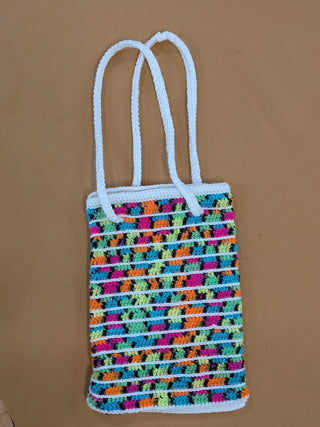 Crochet market tote bag multicolor