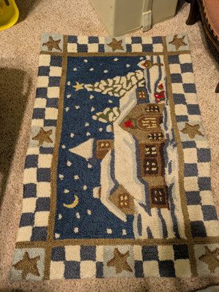 St. Nicholas Square "Country Christmas Village" Hooked Rug Mat