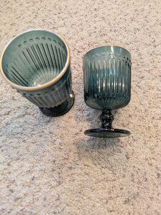 Vintage dark teal goblets (Set of 2)
