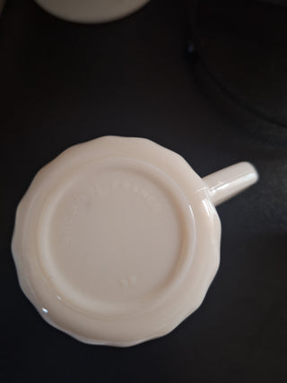 Vintage Victoria Arcopal Floral Swirl Milk Glass Mug