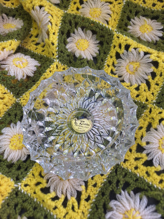 Vtg Rossini West Germany Heavy Crystal Cut 7" Ashtray