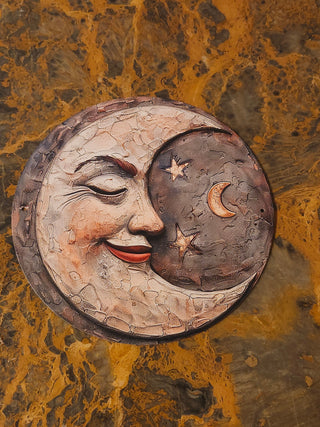 8-in round stainless steel Moon plaque