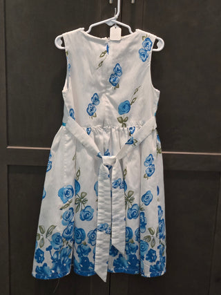 Sunny Fashions White/Blue Floral Dress (7-8)