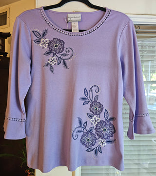 Alfred Dunner Embroidered  Lavender Blouse Petite/small