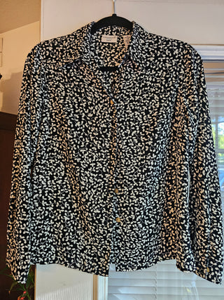 Covington Black & White Blouse Petite/Small