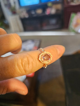 Pink Stone Rose GoldTone Ring