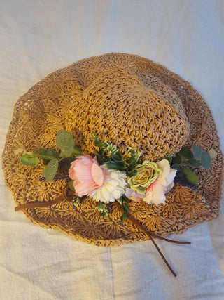 Crochet Straw Floral Summer SunHat