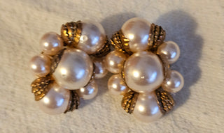 Antique Pearl  Clip On Earrings