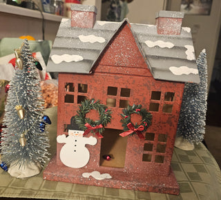 AD.  Christmas Holiday Snowman Cottage Decor